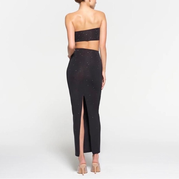 NWT Swarovski × Skims Jelly Sheer Tube Maxi Skirt Onyx/Black Size Medium - Picture 15 of 16